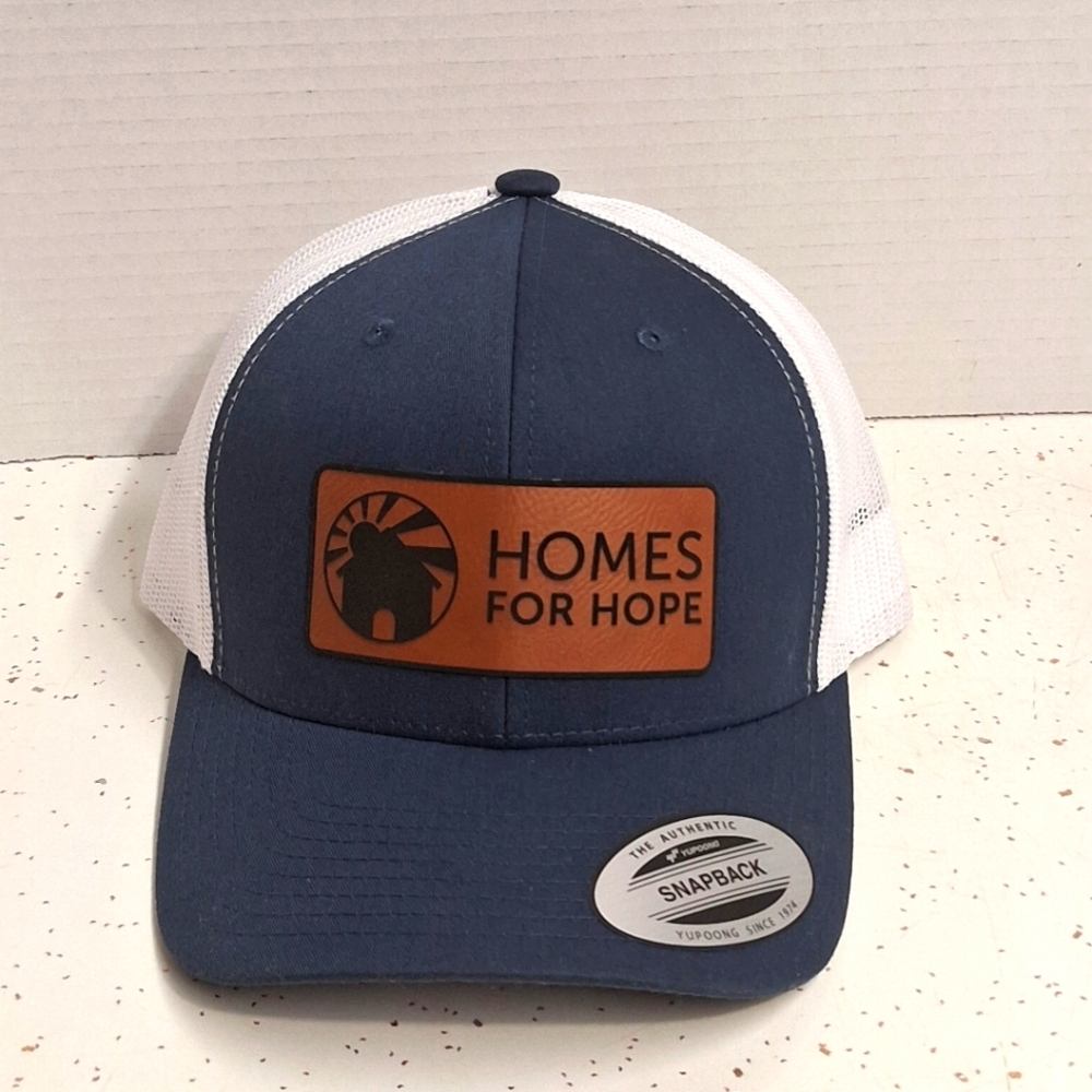 Homes For Hope Blue/White Hat Cap Adult Adjustable SnapBack Trucker Mesh NWOT